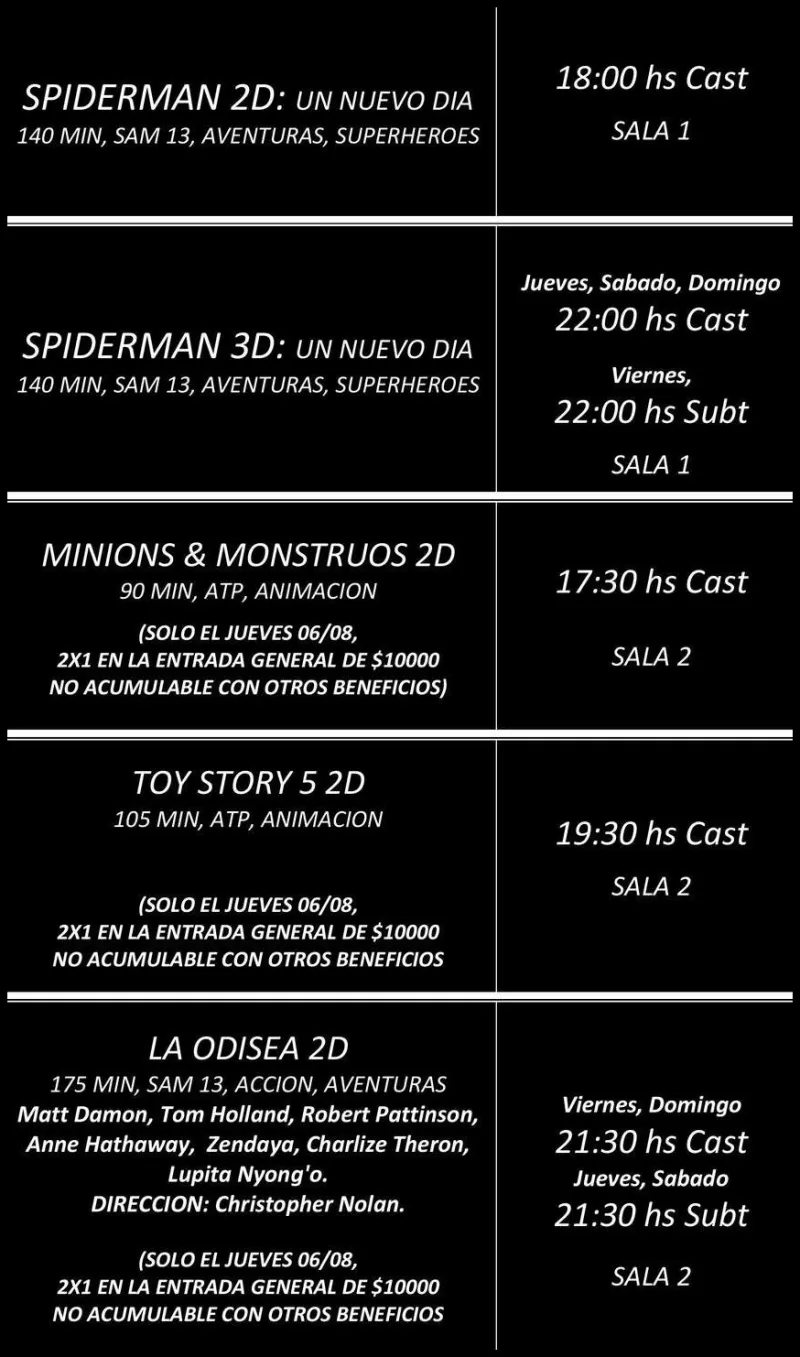 Cartelera de Cine Oasis Pinamar cartelera de cine en agosto en pinamar