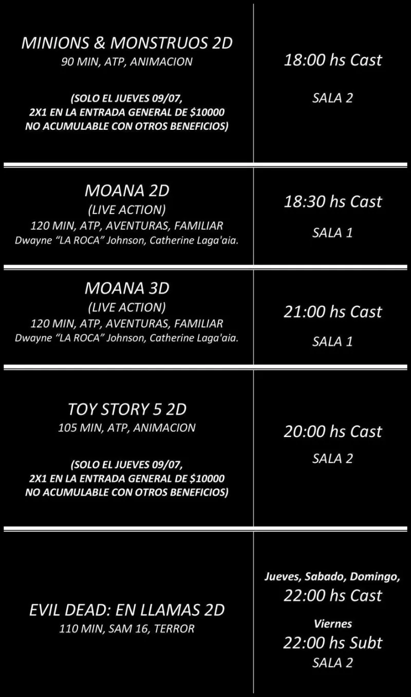 Cartelera de Cine Oasis Pinamar cartelera de cine oasis 09 julio