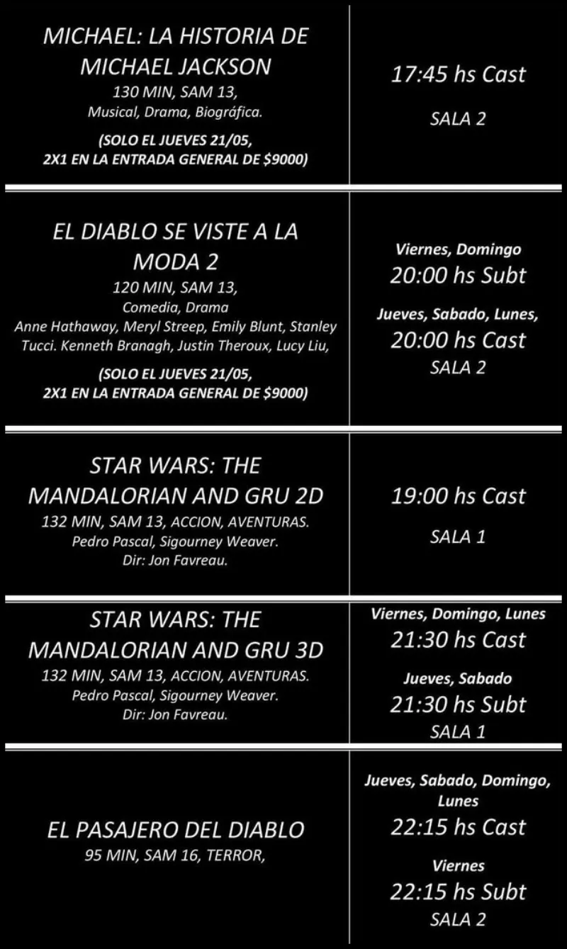 cartelera de cine oasis 21mayo