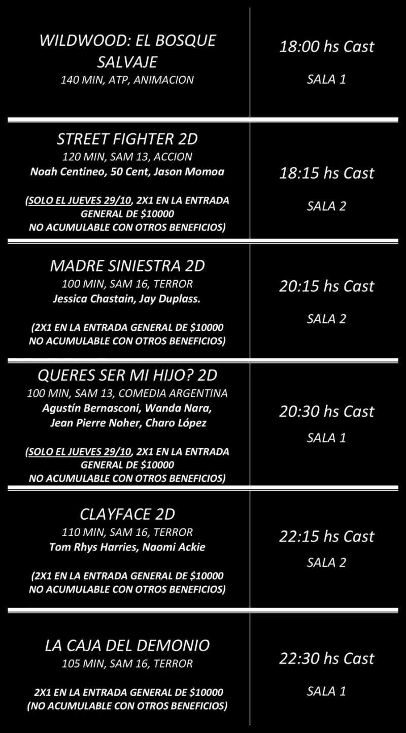 Cartelera de Cine Oasis Pinamar Cartelera de Cine Oasis Pinamar