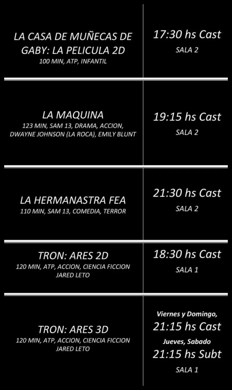 cartelera de cine osais pinamar 09 octubre
